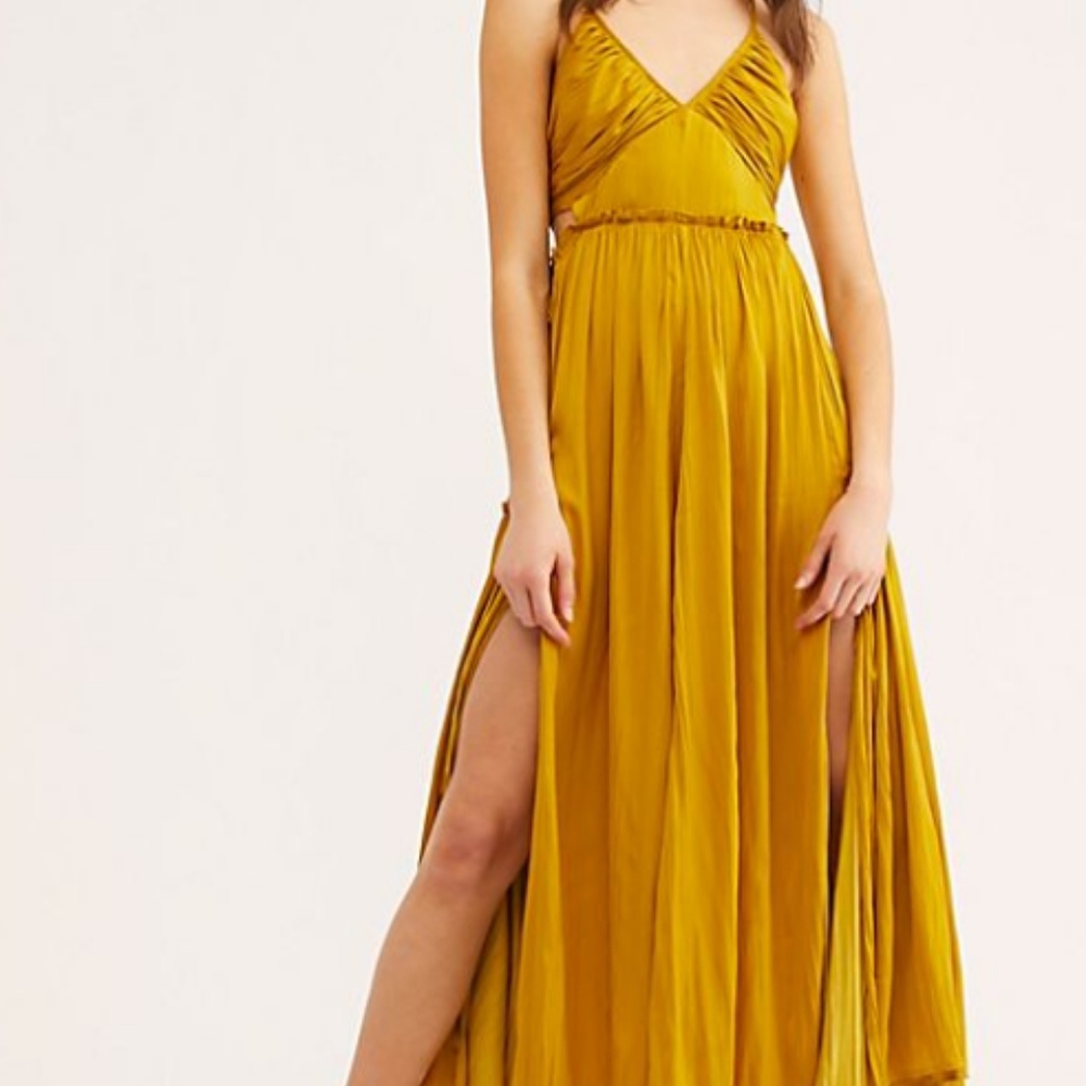 Free People Orange Maxi Dress with Side Slits